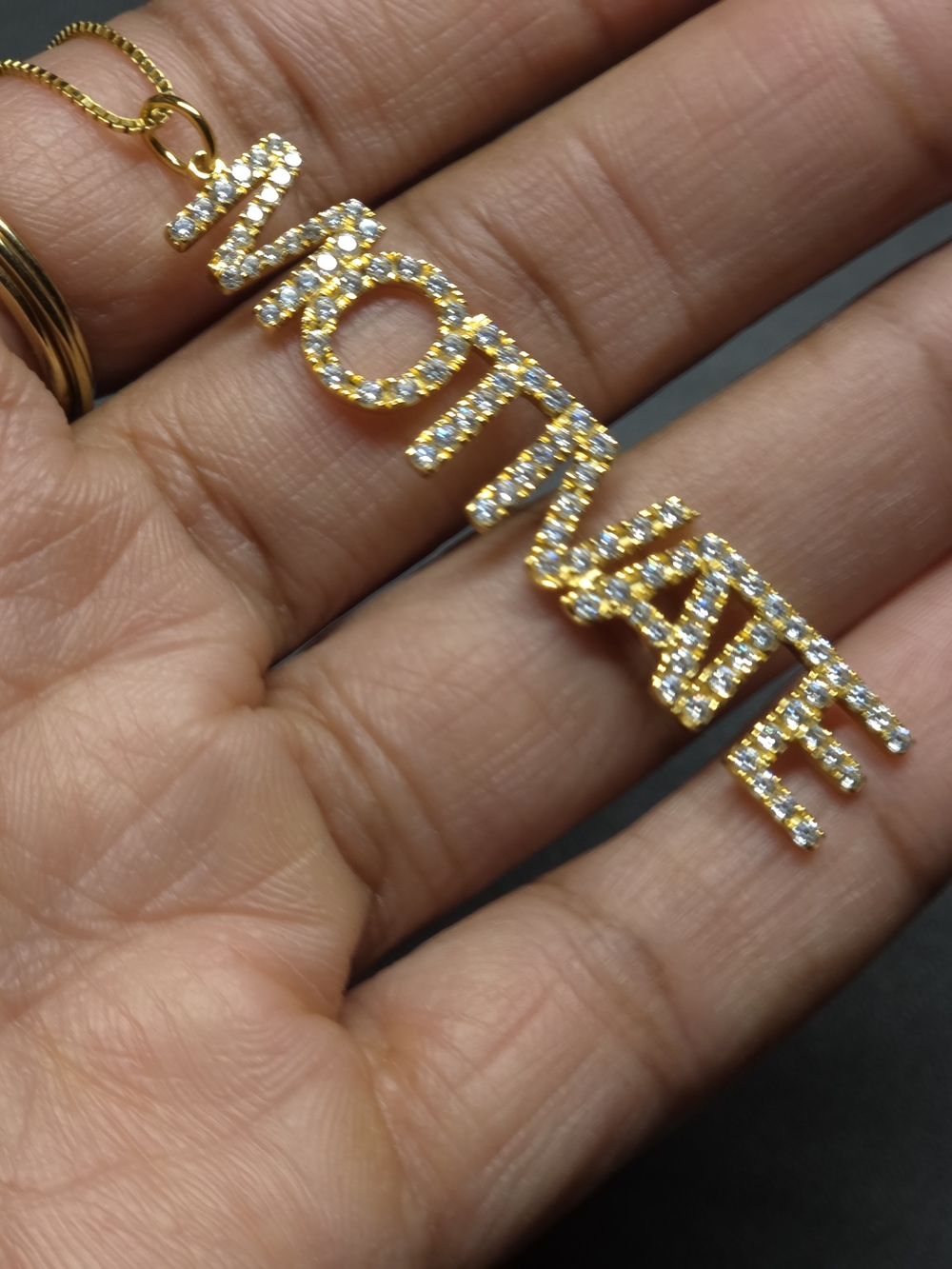 Custom MOTIVATE Necklace 925 Sterling Silver 14K Gold Plated CZ